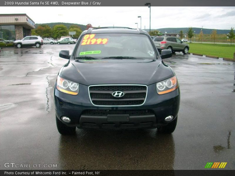 Deepwater Blue / Gray 2009 Hyundai Santa Fe SE 4WD