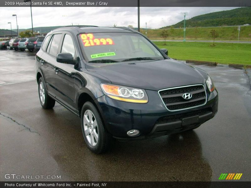 Deepwater Blue / Gray 2009 Hyundai Santa Fe SE 4WD