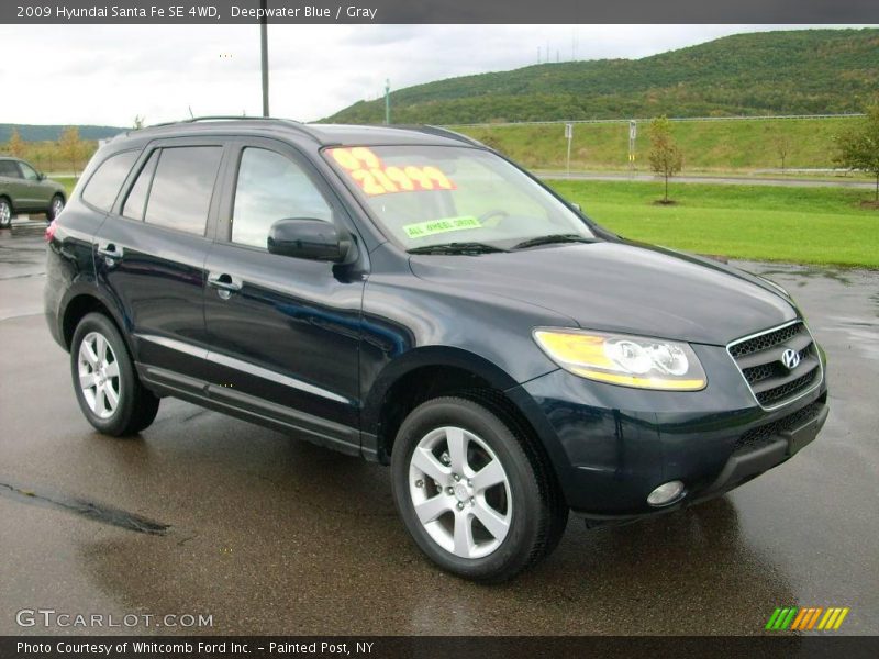 Deepwater Blue / Gray 2009 Hyundai Santa Fe SE 4WD