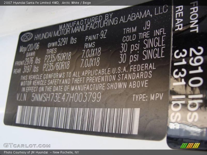 Arctic White / Beige 2007 Hyundai Santa Fe Limited 4WD