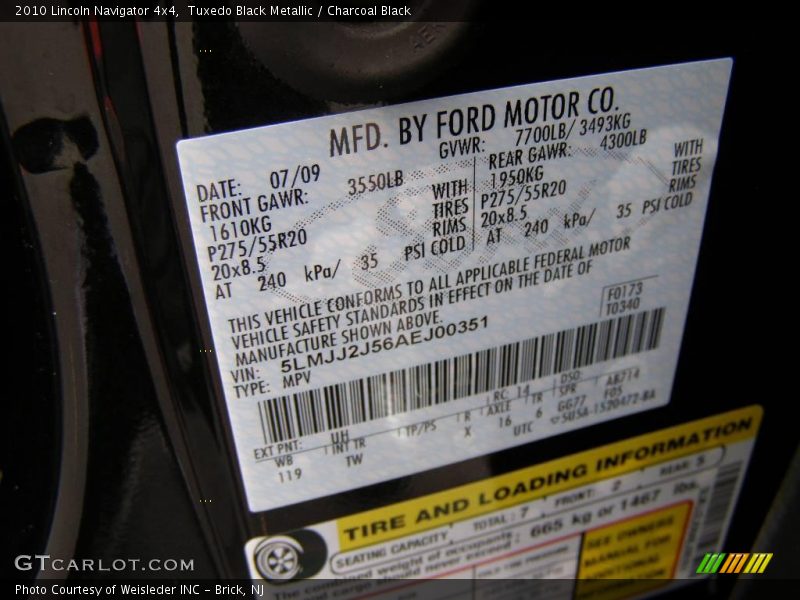 Tuxedo Black Metallic / Charcoal Black 2010 Lincoln Navigator 4x4