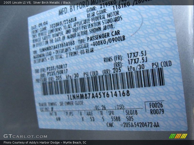 Silver Birch Metallic / Black 2005 Lincoln LS V8