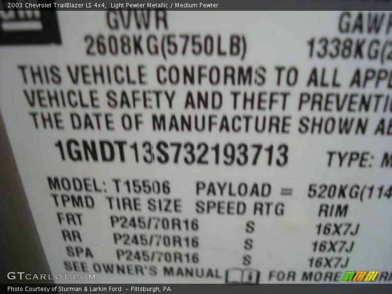 Light Pewter Metallic / Medium Pewter 2003 Chevrolet TrailBlazer LS 4x4