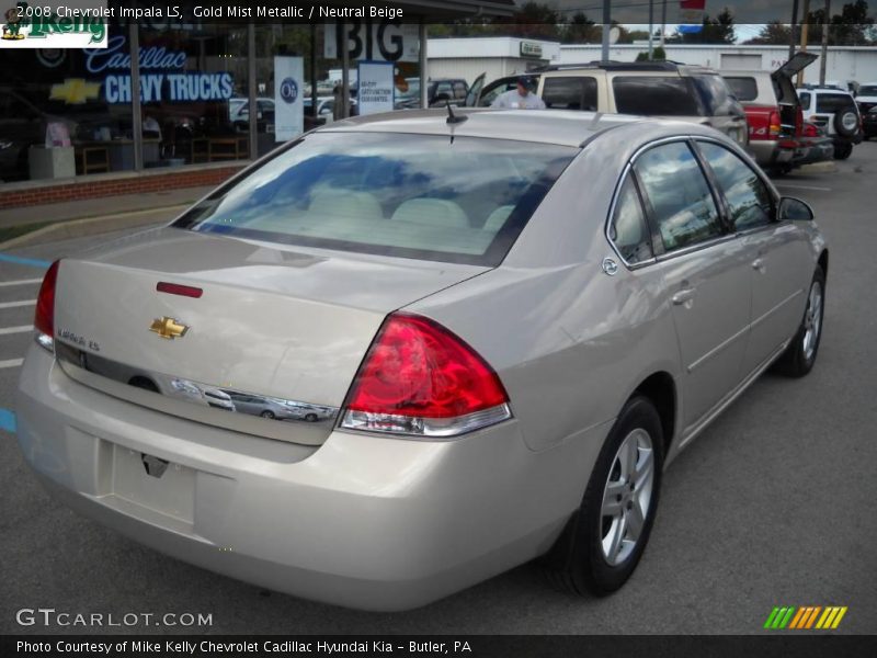 Gold Mist Metallic / Neutral Beige 2008 Chevrolet Impala LS