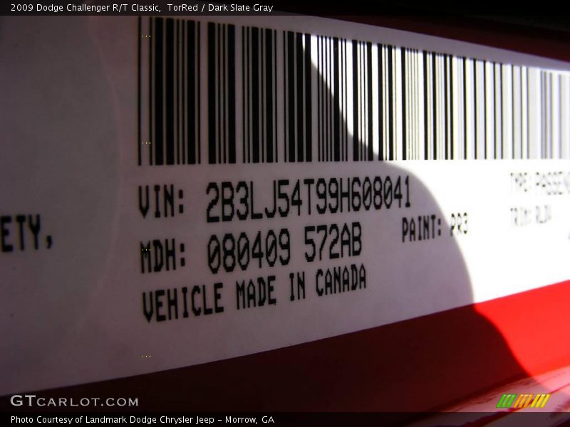 2009 Challenger R/T Classic TorRed Color Code PR3