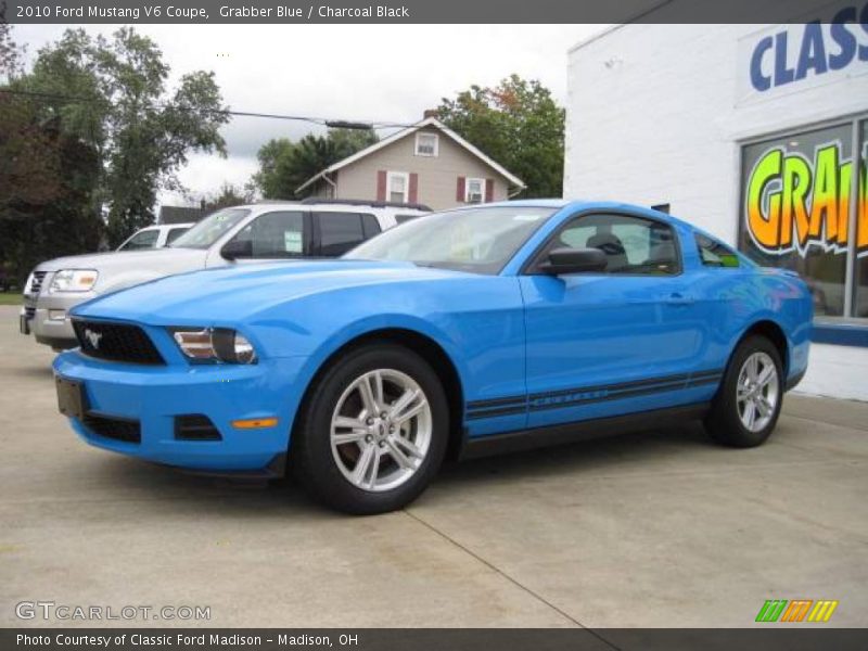 Grabber Blue / Charcoal Black 2010 Ford Mustang V6 Coupe