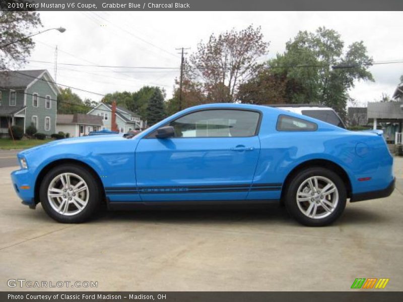 Grabber Blue / Charcoal Black 2010 Ford Mustang V6 Coupe