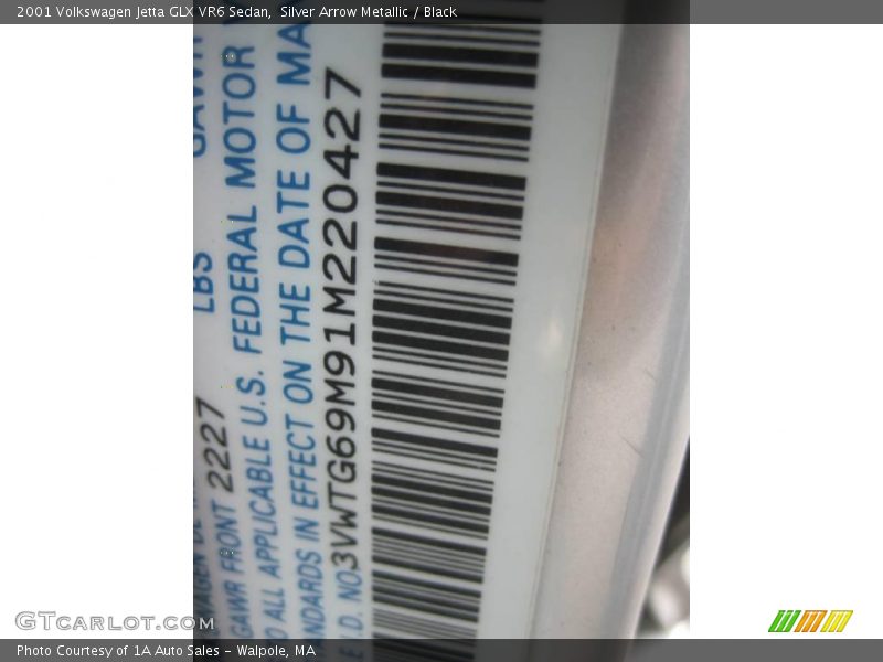Silver Arrow Metallic / Black 2001 Volkswagen Jetta GLX VR6 Sedan