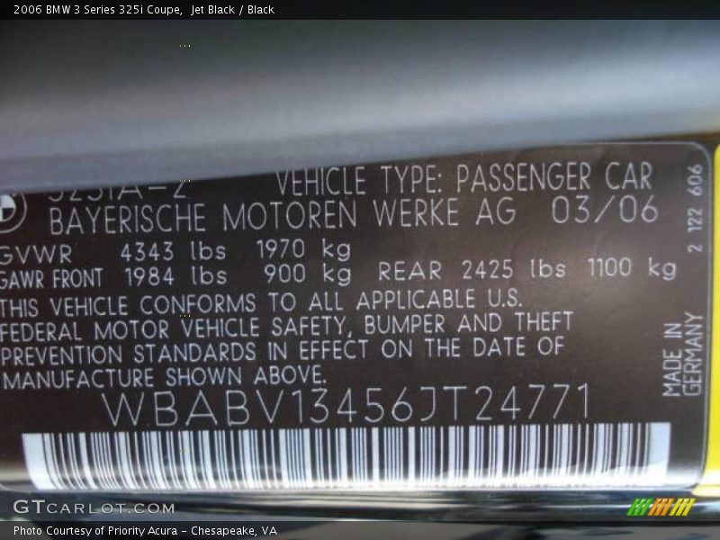 Jet Black / Black 2006 BMW 3 Series 325i Coupe