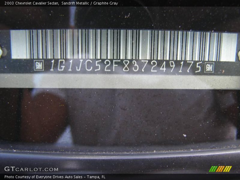 Sandrift Metallic / Graphite Gray 2003 Chevrolet Cavalier Sedan