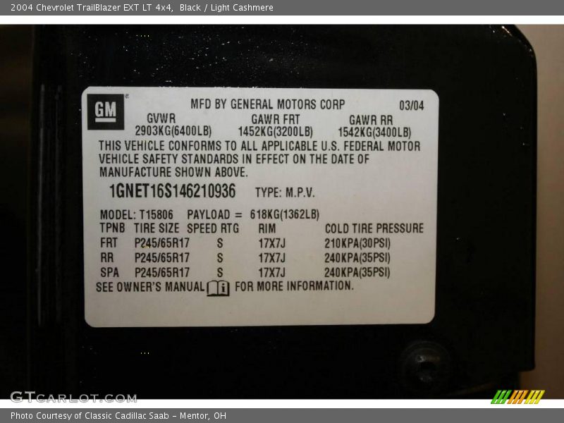 Black / Light Cashmere 2004 Chevrolet TrailBlazer EXT LT 4x4