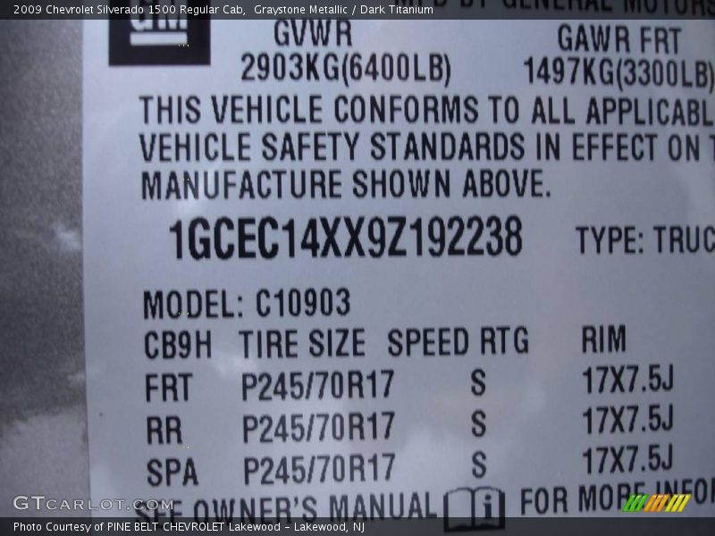Graystone Metallic / Dark Titanium 2009 Chevrolet Silverado 1500 Regular Cab