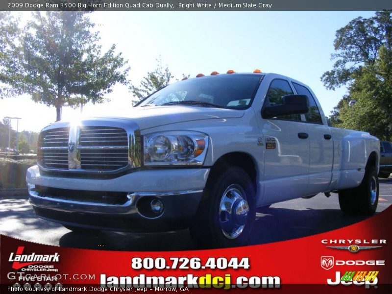 Bright White / Medium Slate Gray 2009 Dodge Ram 3500 Big Horn Edition Quad Cab Dually