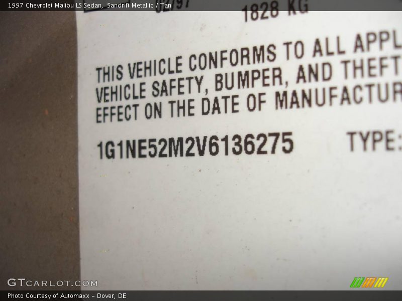 Sandrift Metallic / Tan 1997 Chevrolet Malibu LS Sedan