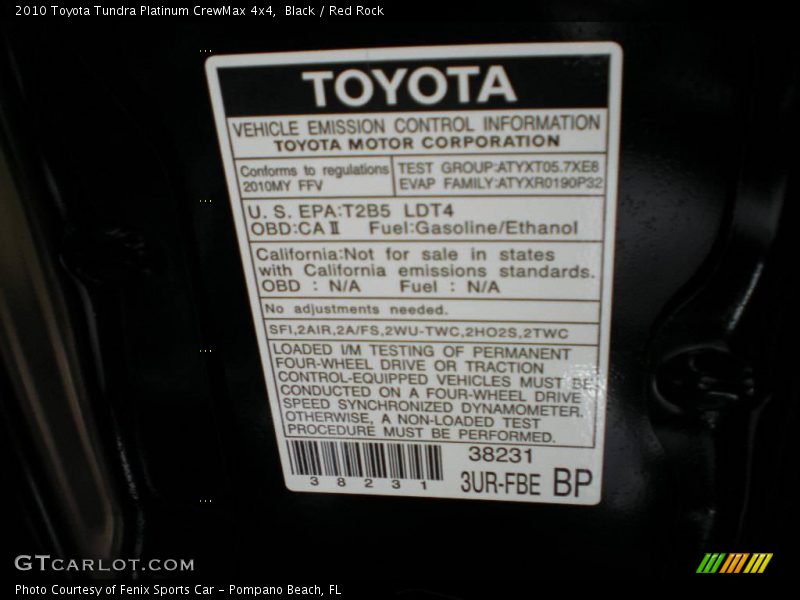 Black / Red Rock 2010 Toyota Tundra Platinum CrewMax 4x4