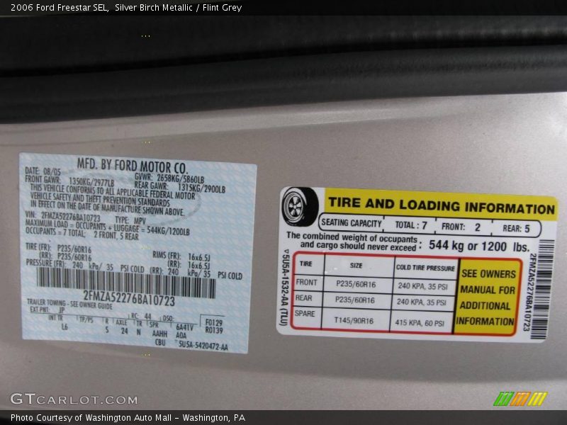 Silver Birch Metallic / Flint Grey 2006 Ford Freestar SEL