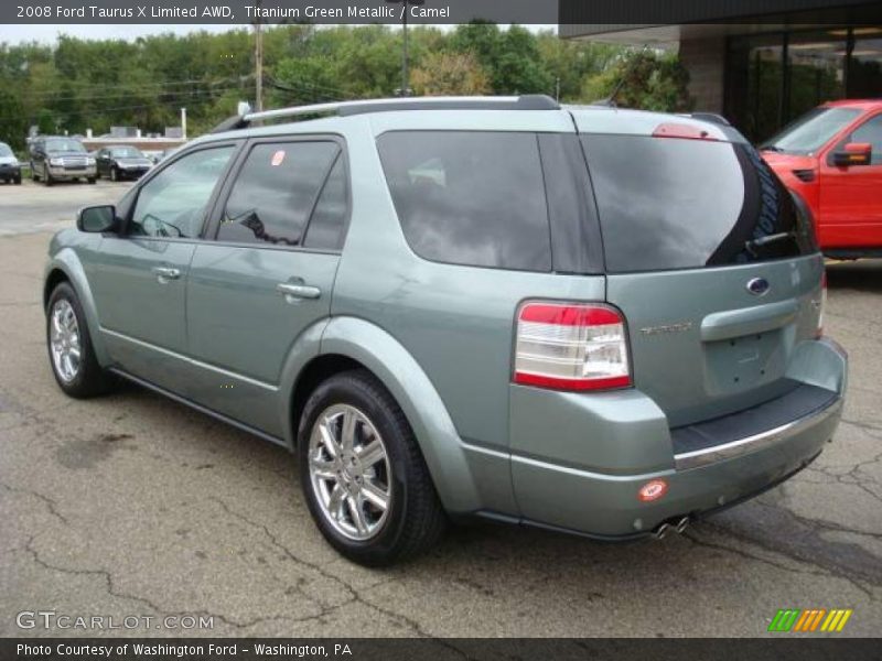 Titanium Green Metallic / Camel 2008 Ford Taurus X Limited AWD