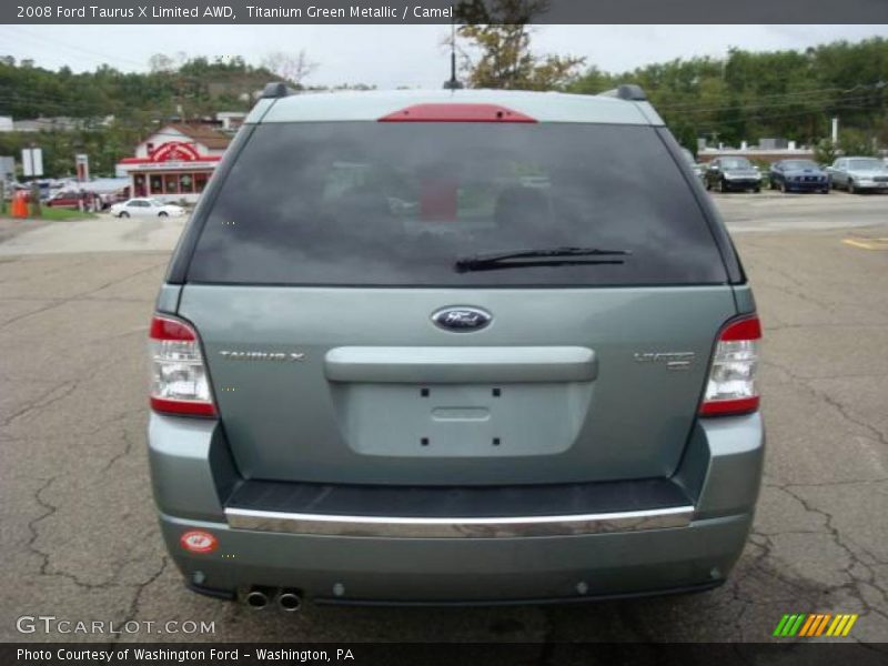 Titanium Green Metallic / Camel 2008 Ford Taurus X Limited AWD