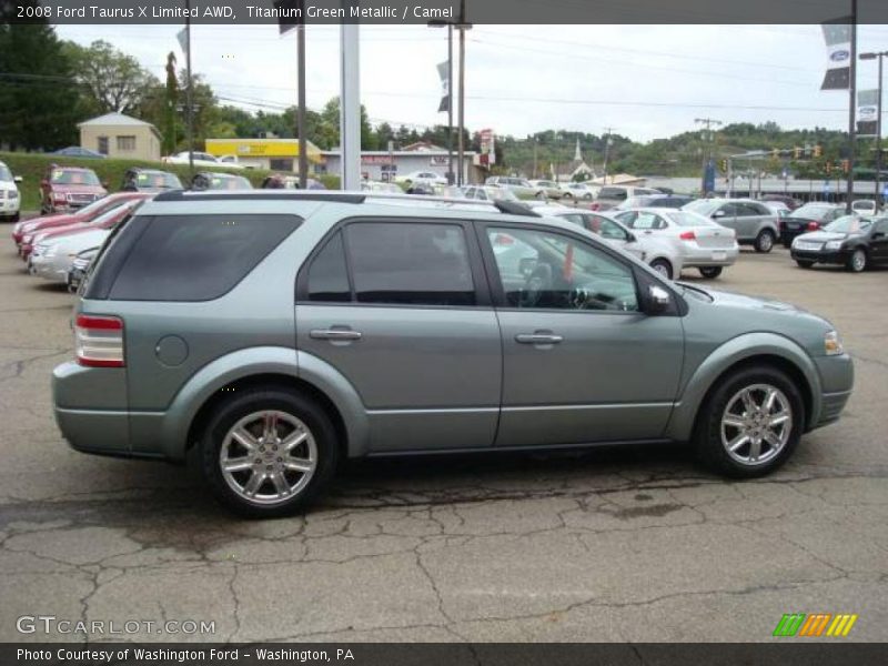 Titanium Green Metallic / Camel 2008 Ford Taurus X Limited AWD