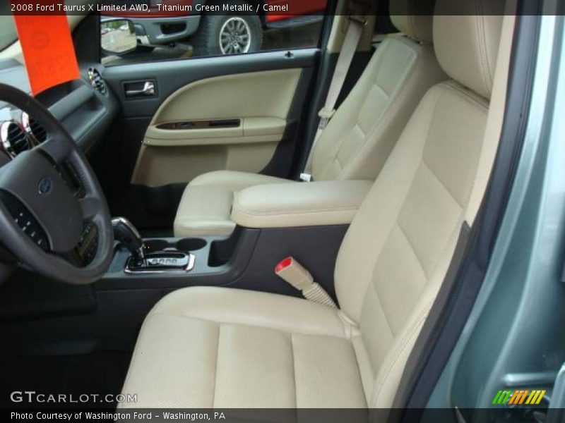 Titanium Green Metallic / Camel 2008 Ford Taurus X Limited AWD