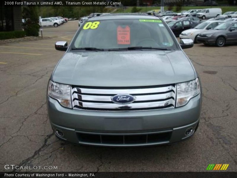 Titanium Green Metallic / Camel 2008 Ford Taurus X Limited AWD