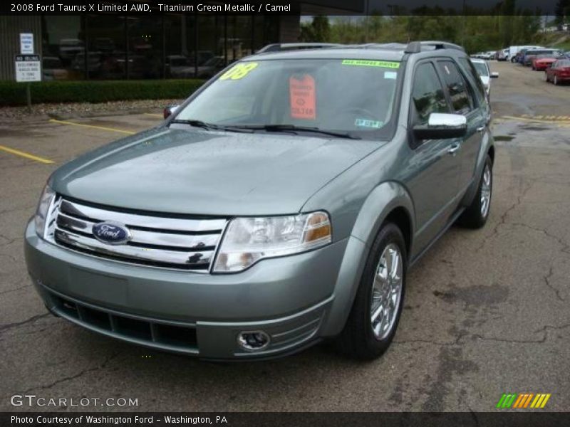Titanium Green Metallic / Camel 2008 Ford Taurus X Limited AWD