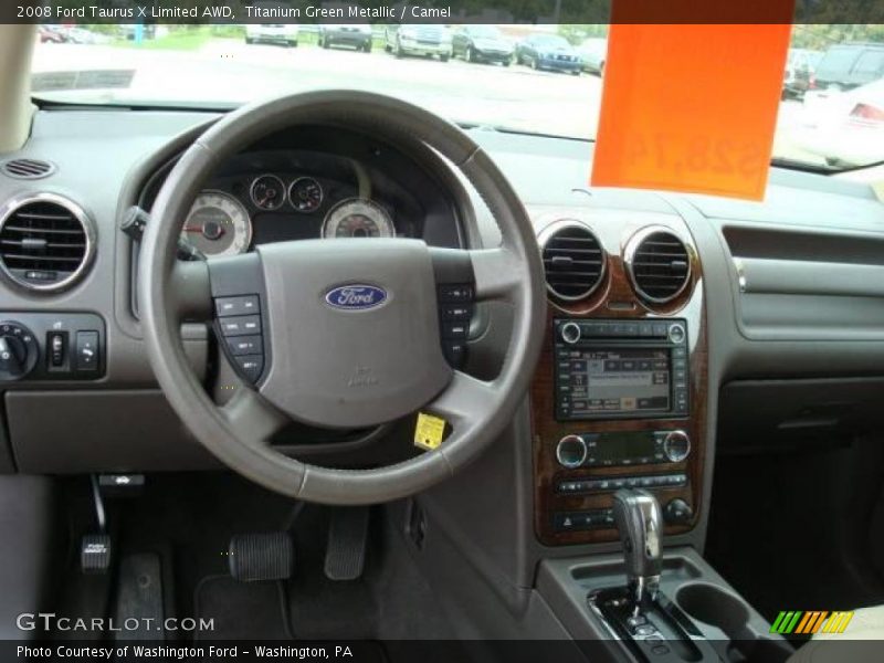 Titanium Green Metallic / Camel 2008 Ford Taurus X Limited AWD