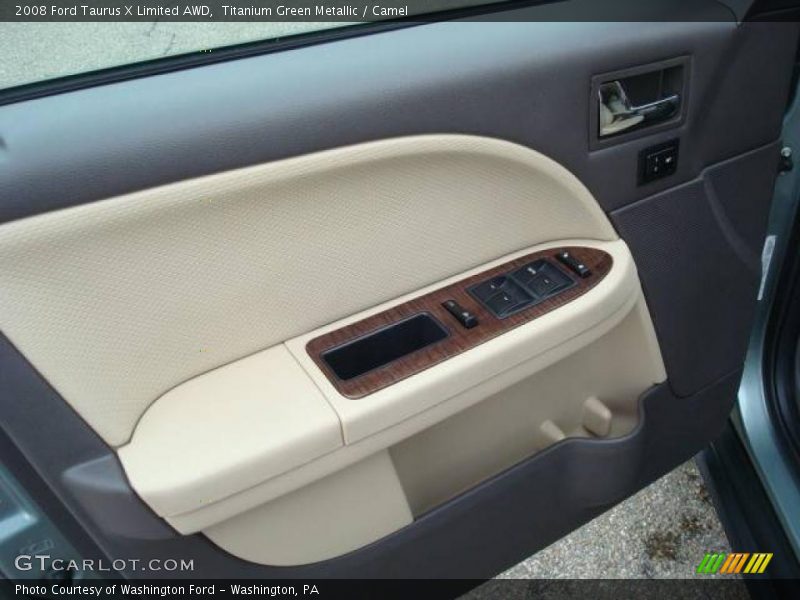 Titanium Green Metallic / Camel 2008 Ford Taurus X Limited AWD