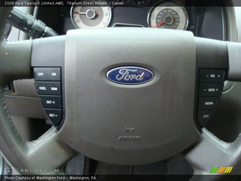 Titanium Green Metallic / Camel 2008 Ford Taurus X Limited AWD