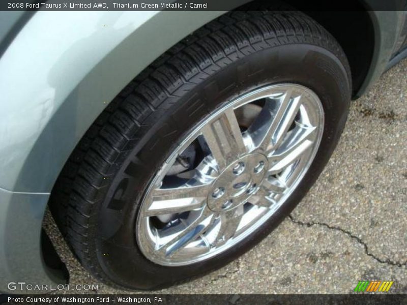 Titanium Green Metallic / Camel 2008 Ford Taurus X Limited AWD