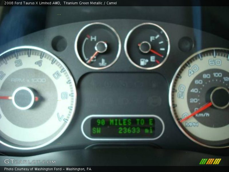 Titanium Green Metallic / Camel 2008 Ford Taurus X Limited AWD