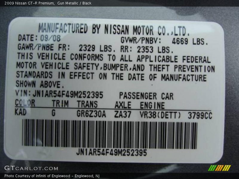 Gun Metallic / Black 2009 Nissan GT-R Premium