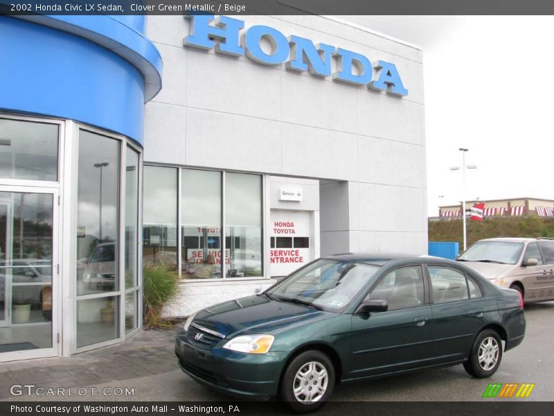 Clover Green Metallic / Beige 2002 Honda Civic LX Sedan