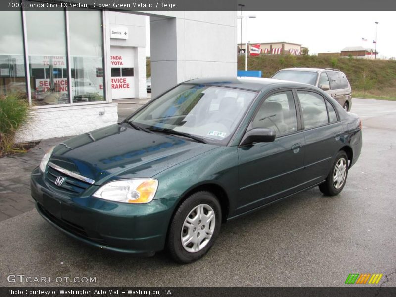 Clover Green Metallic / Beige 2002 Honda Civic LX Sedan
