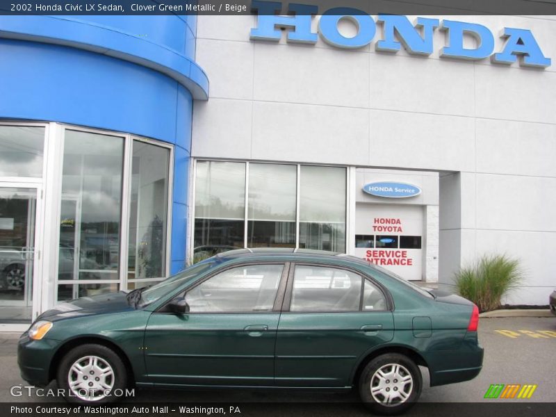 Clover Green Metallic / Beige 2002 Honda Civic LX Sedan