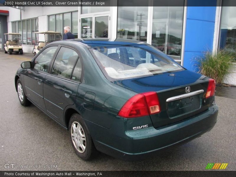 Clover Green Metallic / Beige 2002 Honda Civic LX Sedan