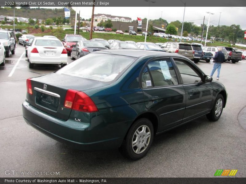 Clover Green Metallic / Beige 2002 Honda Civic LX Sedan
