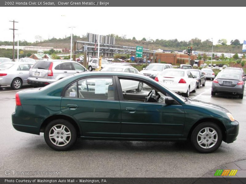 Clover Green Metallic / Beige 2002 Honda Civic LX Sedan