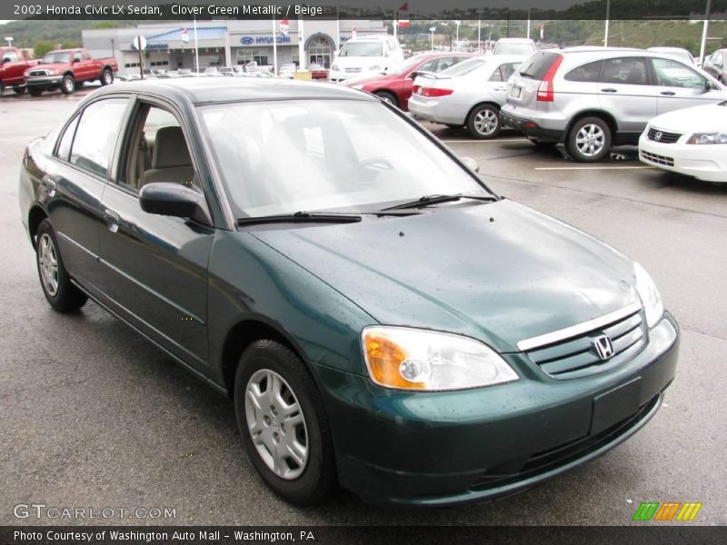 Clover Green Metallic / Beige 2002 Honda Civic LX Sedan