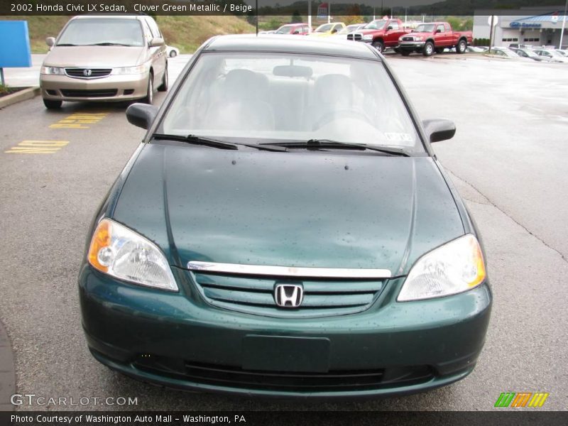 Clover Green Metallic / Beige 2002 Honda Civic LX Sedan