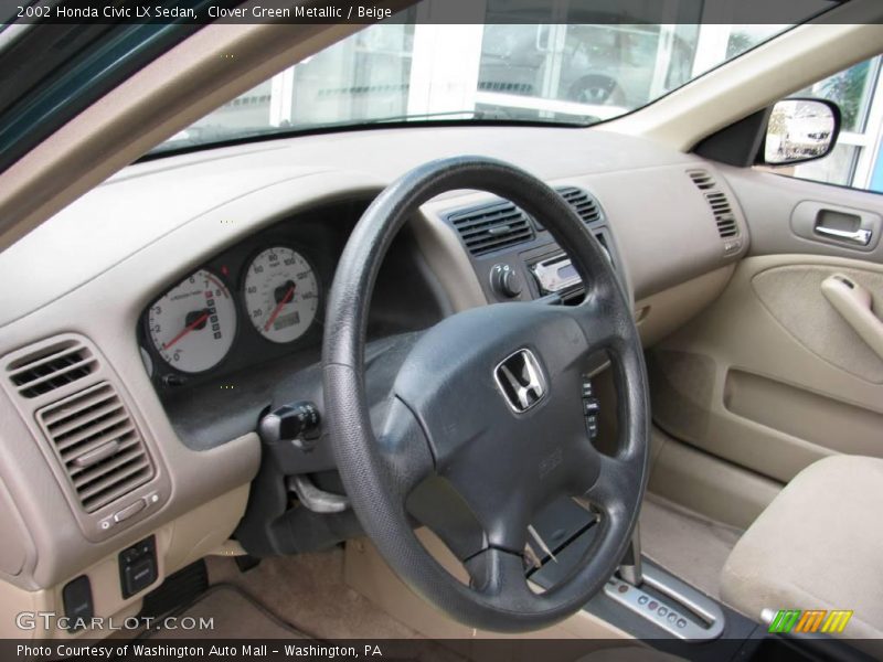Clover Green Metallic / Beige 2002 Honda Civic LX Sedan