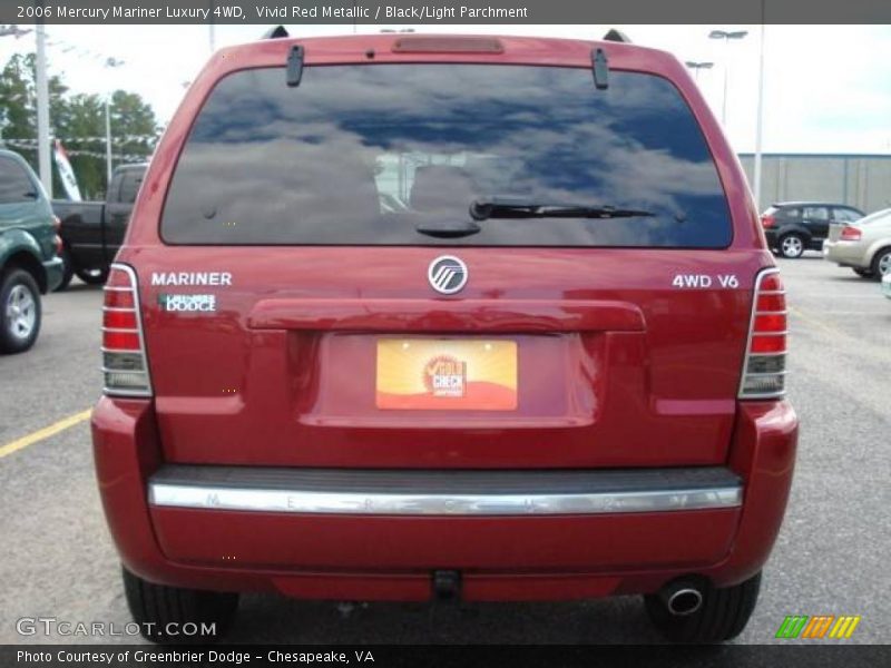 Vivid Red Metallic / Black/Light Parchment 2006 Mercury Mariner Luxury 4WD