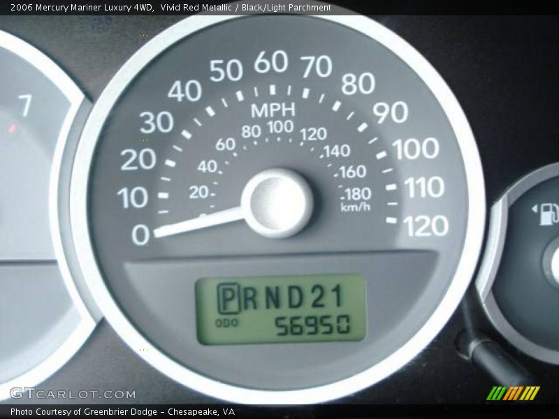 Vivid Red Metallic / Black/Light Parchment 2006 Mercury Mariner Luxury 4WD