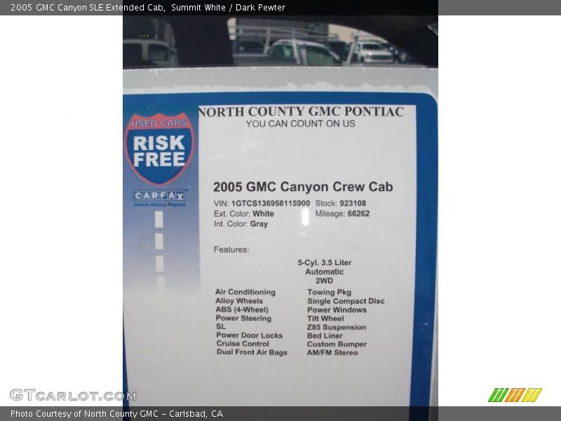 Summit White / Dark Pewter 2005 GMC Canyon SLE Extended Cab