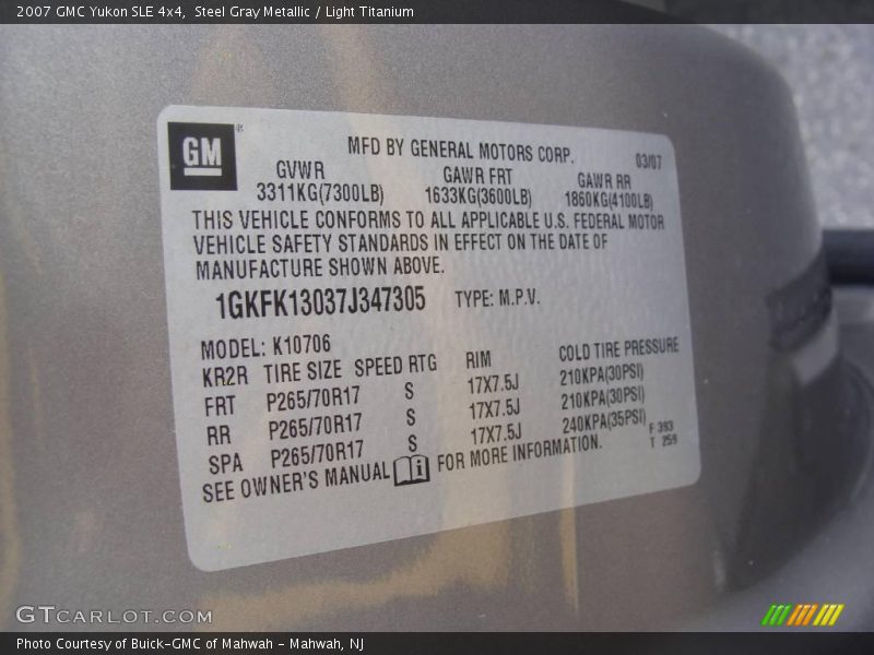Steel Gray Metallic / Light Titanium 2007 GMC Yukon SLE 4x4