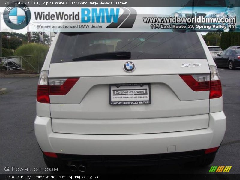 Alpine White / Black/Sand Beige Nevada Leather 2007 BMW X3 3.0si