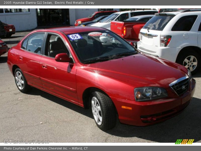 Electric Red Metallic / Gray 2005 Hyundai Elantra GLS Sedan