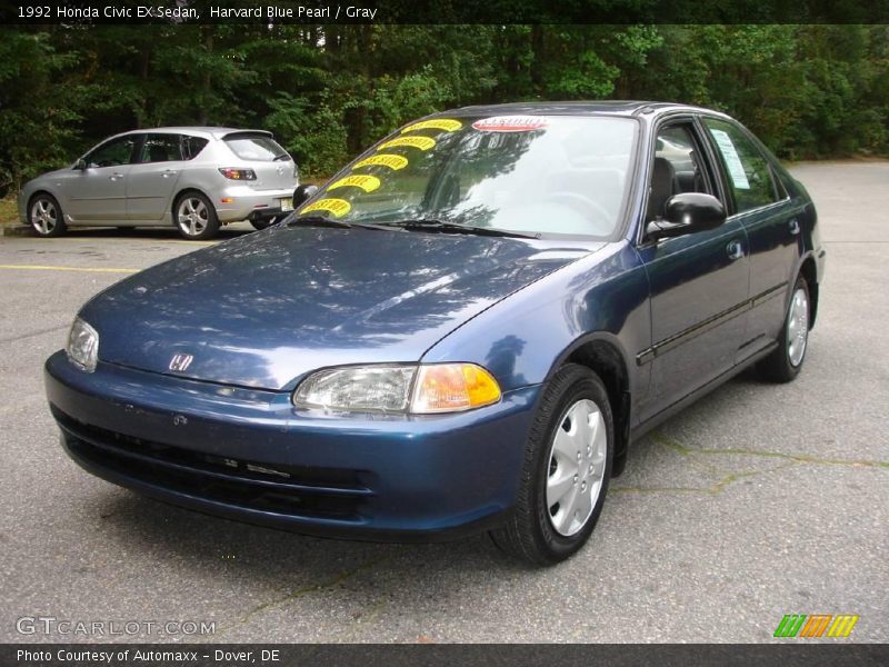 Harvard Blue Pearl / Gray 1992 Honda Civic EX Sedan