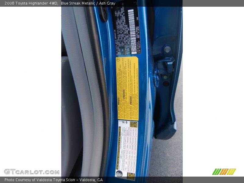 Blue Streak Metallic / Ash Gray 2008 Toyota Highlander 4WD