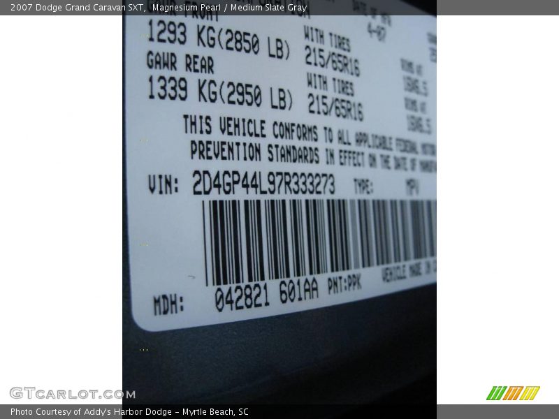 Magnesium Pearl / Medium Slate Gray 2007 Dodge Grand Caravan SXT
